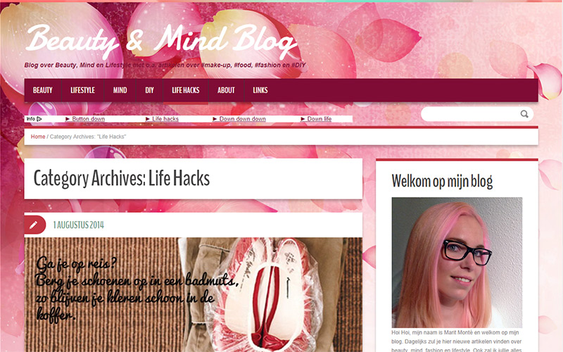 Beauty & Mind Screenshot Blog page